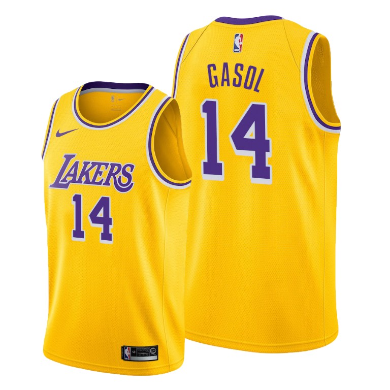 Men's Los Angeles Lakers Marc Gasol #14 NBA -21 Trade Icon Edition Gold Basketball Jersey KSC6583LI